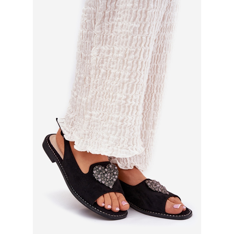 S.Barski Kvinnors sandaler med ett dekorativt hjärta S. Barski KV27-018 Svart 1