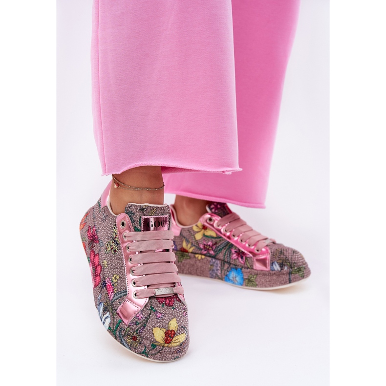 Mönstrade sneakers på plattformen med en dekoration av GoE RR2N4002 Multikolor mångfärgad 2