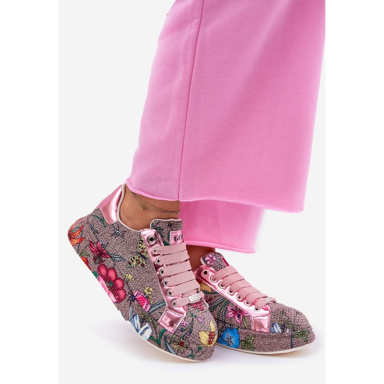 Mönstrade sneakers på plattformen med en dekoration av GoE RR2N4002 Multikolor mångfärgad 1