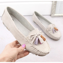 Filippo W PAW506A mockasin i beige mockaskinn med fransar 2