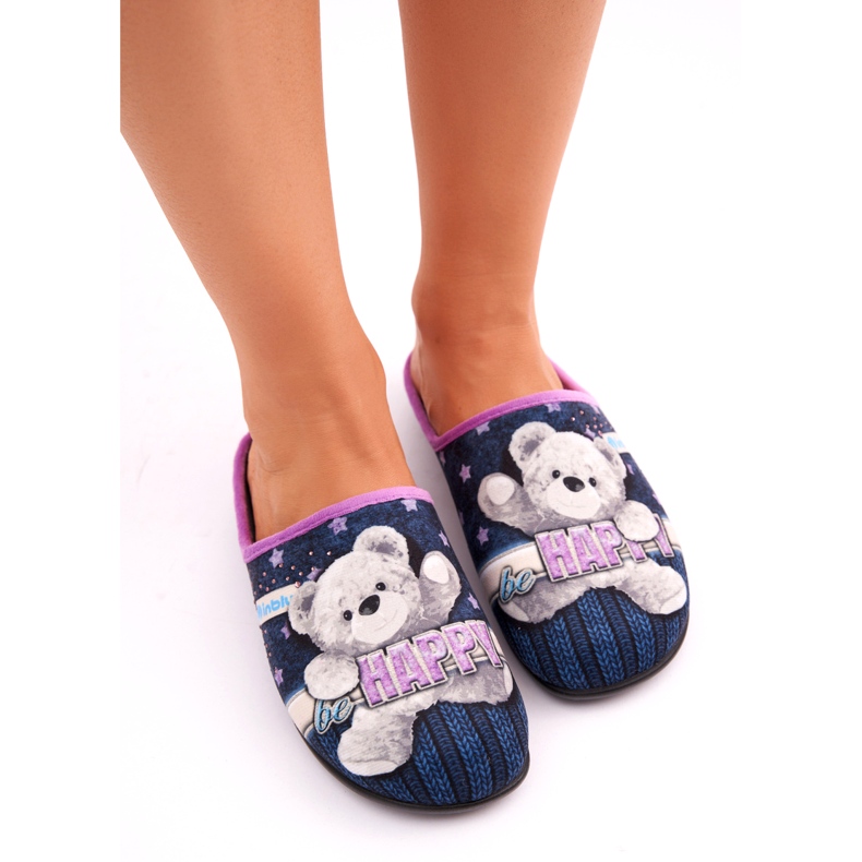 Kvinnors tofflor med en InBlu GF000025 Navy Blue blå 2