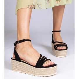 Svarta espadrillessandaler på plattformen 2