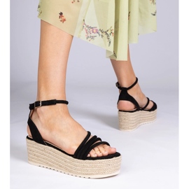 Svarta espadrillessandaler på plattformen 3