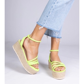 Espadrille gröna sandaler på plattformen 3