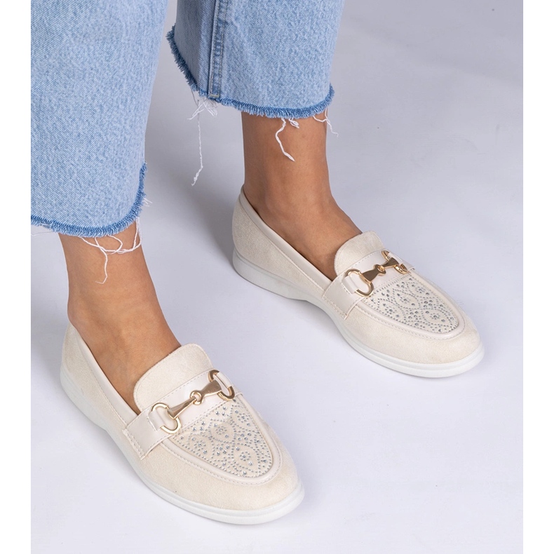 Beige Moccasins från Ekozamsz med zirkoner 1