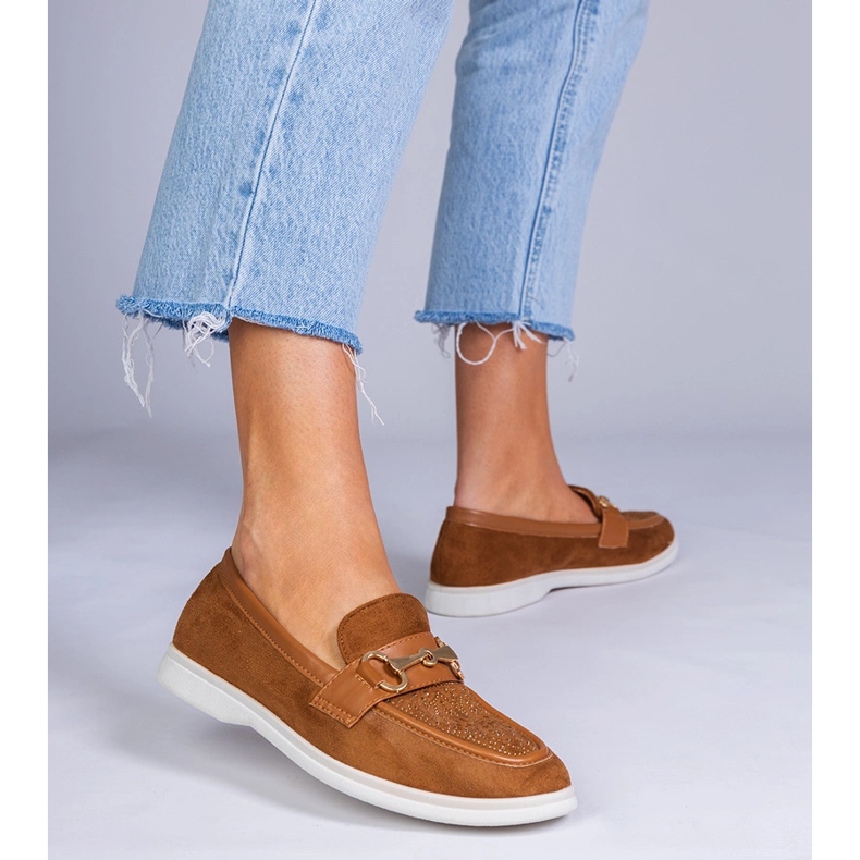 Bruna loafers från Ekozamsz med zirkoner 1