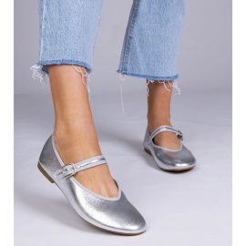 Silver kvinnors ballerinas med ett spänne silver- 3