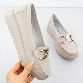 Läderloafers på en tjock sule beige filippo 6827 1