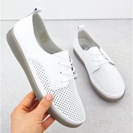 Kvinnors läderskor Openwork Lace -up White Filippo 6788 vit 1