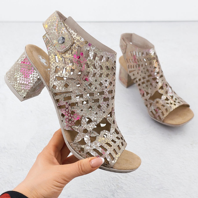 Kvinnors sandaler uppbyggda OpenWork Rieker 64780-90 mångfärgad 1