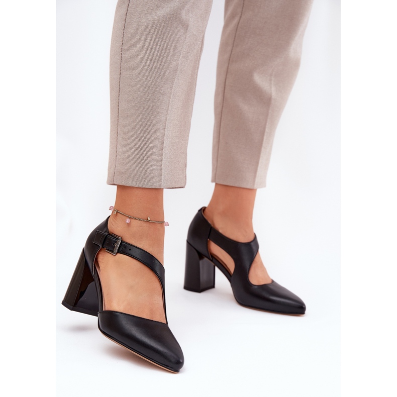 Läderpumpar på pelaren med Vinceza 91133 Black Clamp svart 2