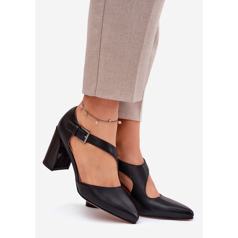 Läderpumpar på pelaren med Vinceza 91133 Black Clamp svart 1