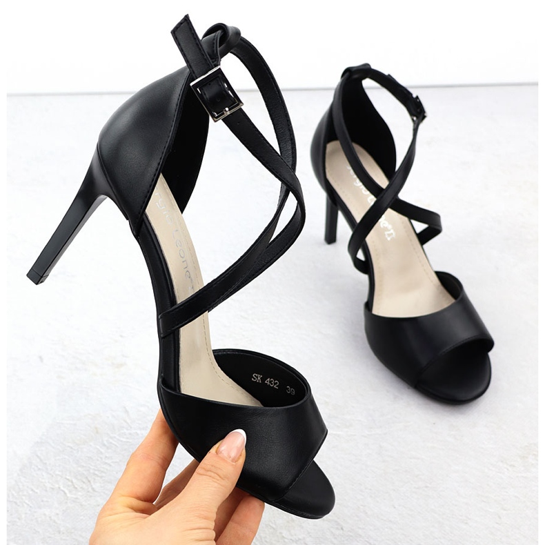 Kvinnors sandaler på Black Sergio Leone SK432 Heel svart 1