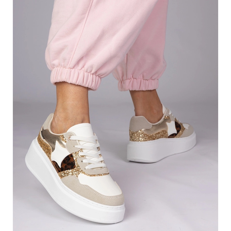 Leopard sneakers med glitter mångfärgad 2