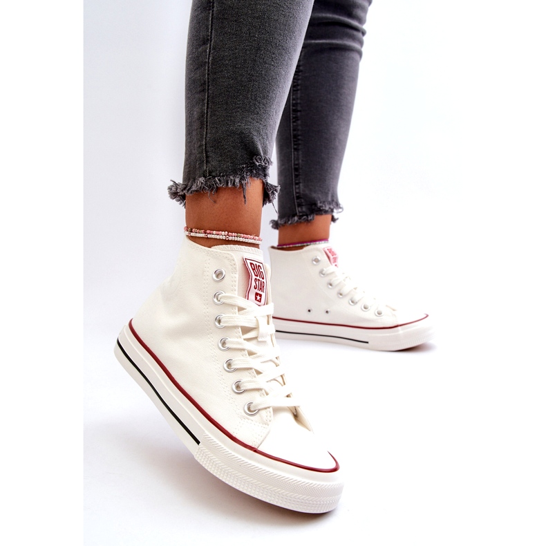 Women's High Big Star NN274276 Kvinnors sneakers vit 3