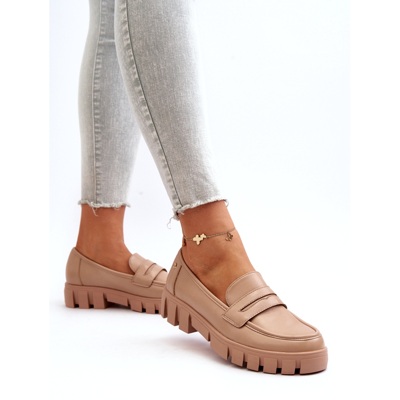 Vinceza Kvinnors Eco Leather Loafers Leather Beige Insert 2