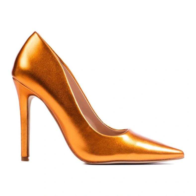 Shelovet orange metallic pumps med hög klack 1