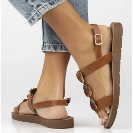 Filippo Kvinnors platta lädersandaler Obacs DS6885/25 Brown brun 2