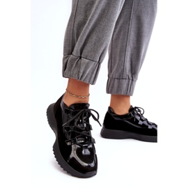 Läder lackerade kvinnors sportskor M01/2 Zazoo svart 2