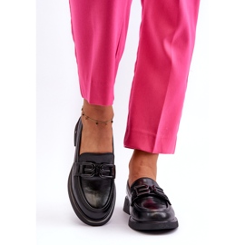 Vinceza Kvinnors läderloafers med dekoration svart 4