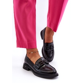 Vinceza Kvinnors läderloafers med dekoration svart 1