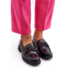 Vinceza Kvinnors läderloafers med dekoration svart 2