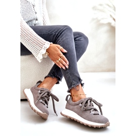 Sneakers i mocka dam med tjock snörning Artiker 54C1465 Grå 5