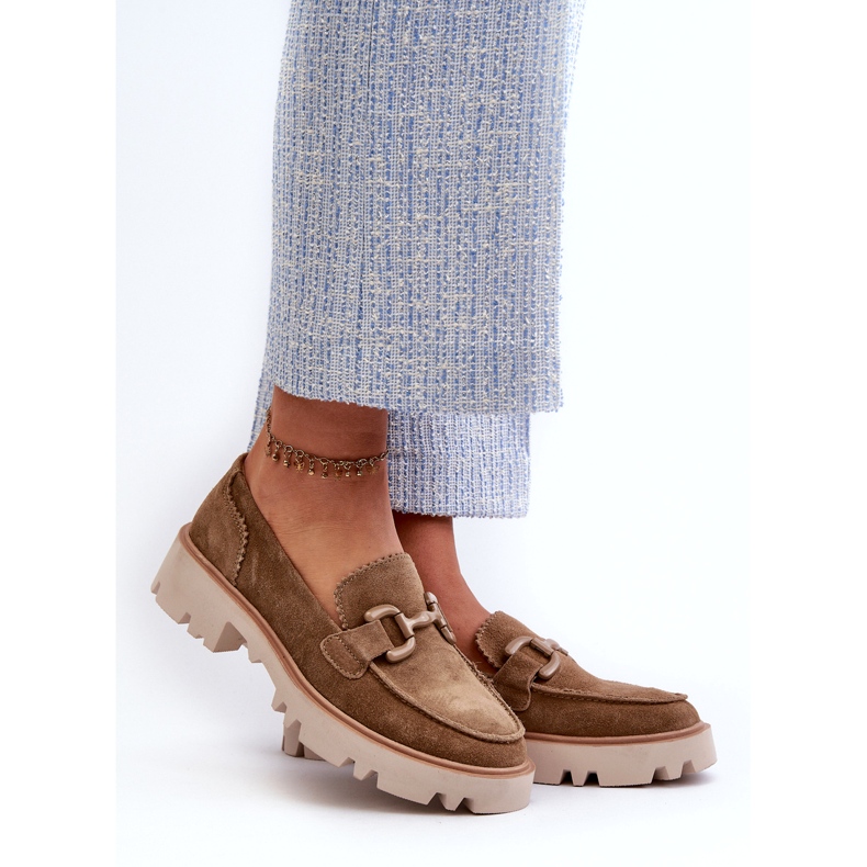 S.Barski Kvinnors mocka mockasiner med en prydnad TW117 oliv grön 1