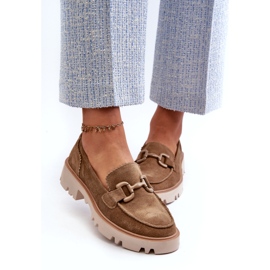 S.Barski Kvinnors mocka mockasiner med en prydnad TW117 oliv grön 3