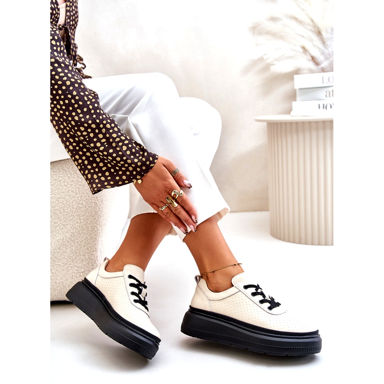 Kvinnors sportskor på plattformens naturläder Beige 41470 Vinceza 3