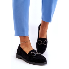 Vinceza Kvinnors mocka loafers med dekoration svart läderinsats 2