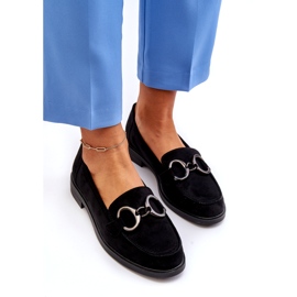 Vinceza Kvinnors mocka loafers med dekoration svart läderinsats 3