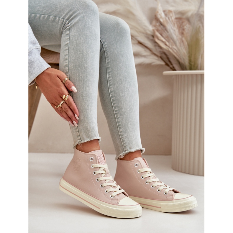 Isolerade sneakers för kvinnor gjorda av ekologiskt läder Rosa Big Star OO274933 4