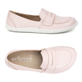 Olivier Barfota eleganta kvinnors minimalistiska läder loafers 1280 pulverrosa 6
