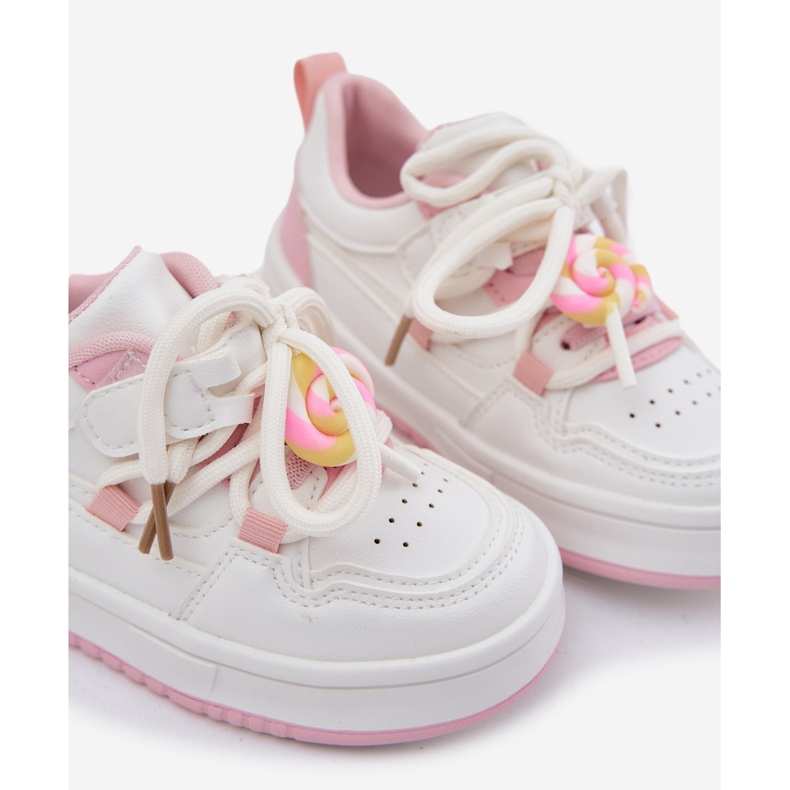 Kardborrbarns sneakers med en pin-rosa klubba vit 2