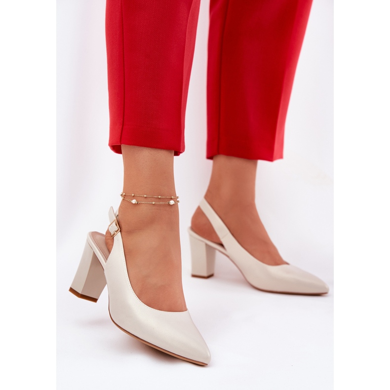 Bekväma pumpar på Sergio Leone SK162 Pearl Post beige 2