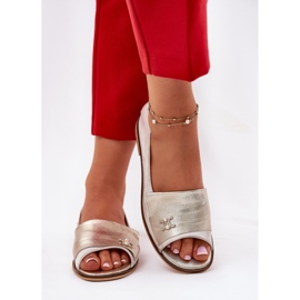 Läder eleganta ballerinas med bara fingrar zazoo 1865 zloty torkad gyllene 2