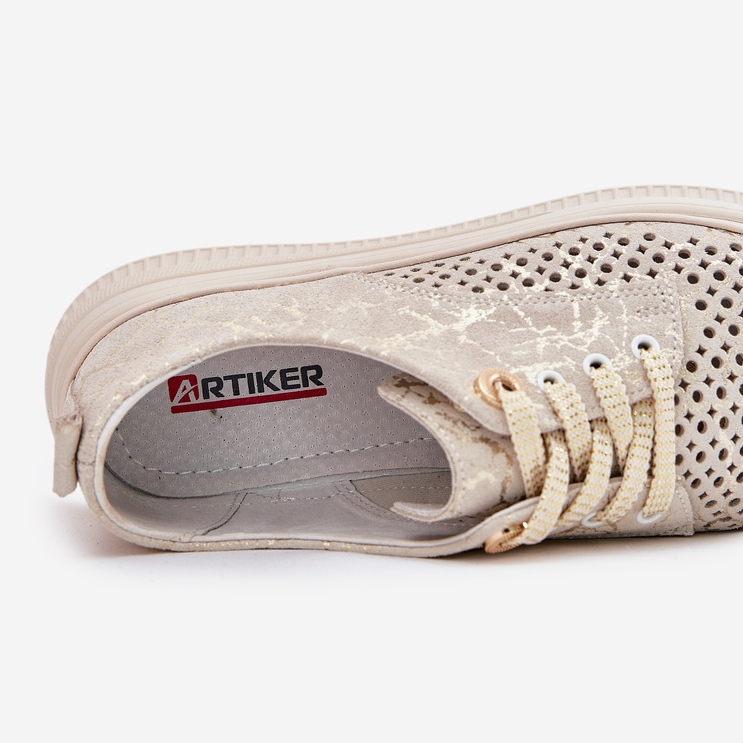 Kvinnors OpenWork-skor på Artiker 56C2108 Beige-Gold Platform 2