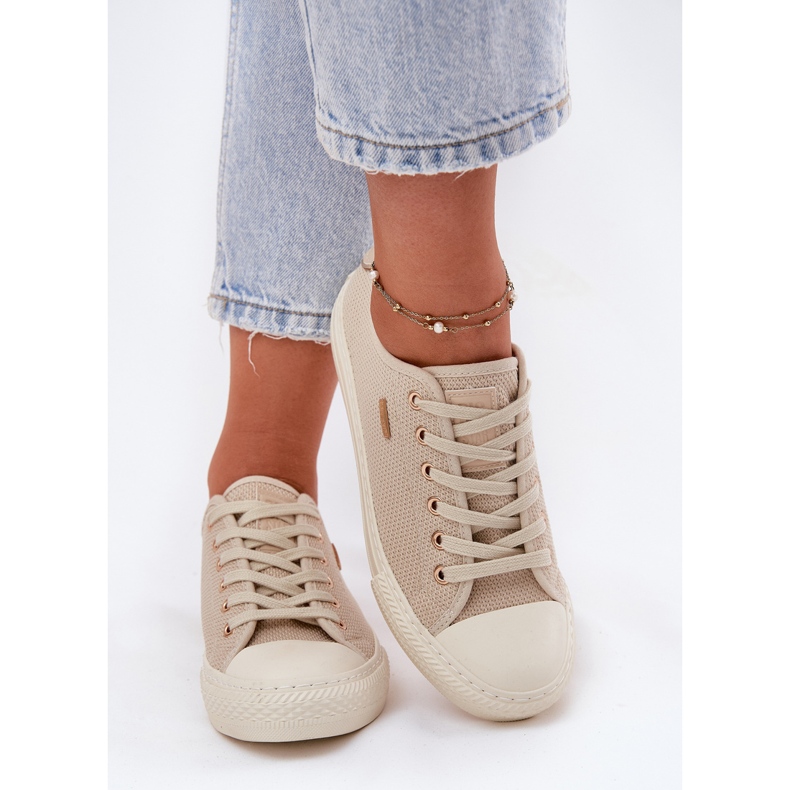 Kvinnors material sneakers Big Star RR274767 Beige 1