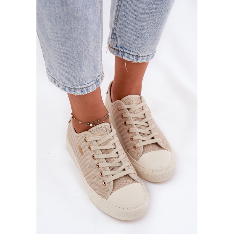 Kvinnors material sneakers Big Star RR274767 Beige 2