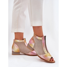 Flat-klackade kvinnors läderstövlar med bara fingrar Maciejka 06413-15 Pink-Orange rosa 5