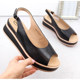 Filippo W PAW533 plattformsandaler i svart läder 1