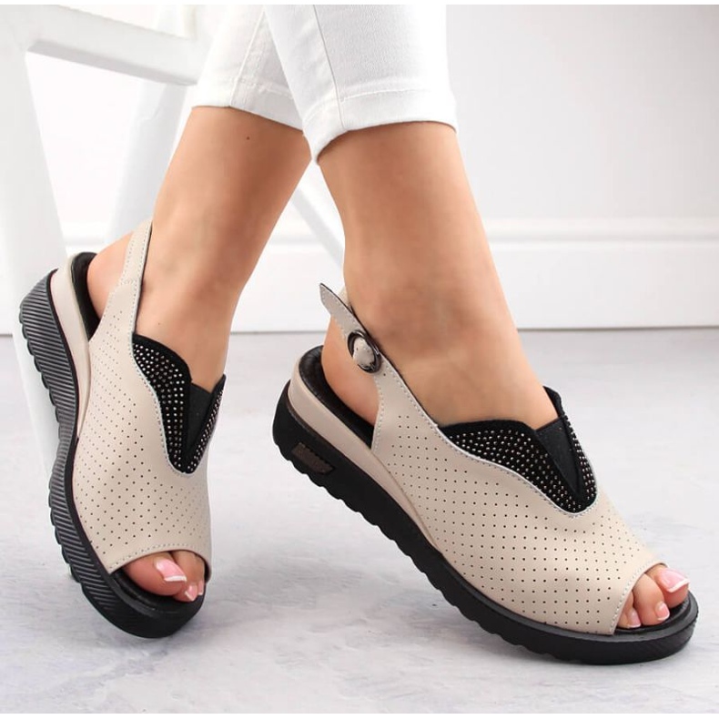 Genombrutna sandaler i läder Filippo W PAW537, beige 1