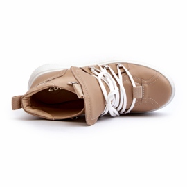 Zazoo 3416 Lädersportskor för kvinnor, Beige 4