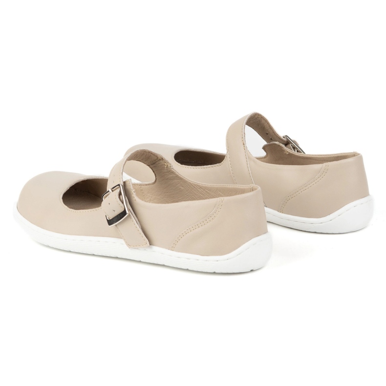 Barefoot Women's Ballerinas Olivier 1286 - Läderskor med spänne för vardagliga och eleganta stiliseringar Beige 2