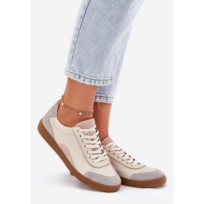 Kvinnoläder sneakers zazoo n1220 beige 1