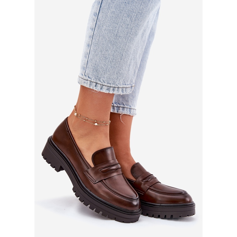Evento Klassiska kvinnors loafers med Eco Leather Brown brun 1