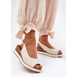 Lädersandaler på artiker 56C2316 Lätt grundläggande beige 2