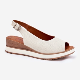 Lädersandaler på artiker 56C2316 Lätt grundläggande beige 4
