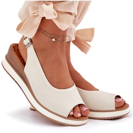 Lädersandaler på artiker 56C2316 Lätt grundläggande beige 8